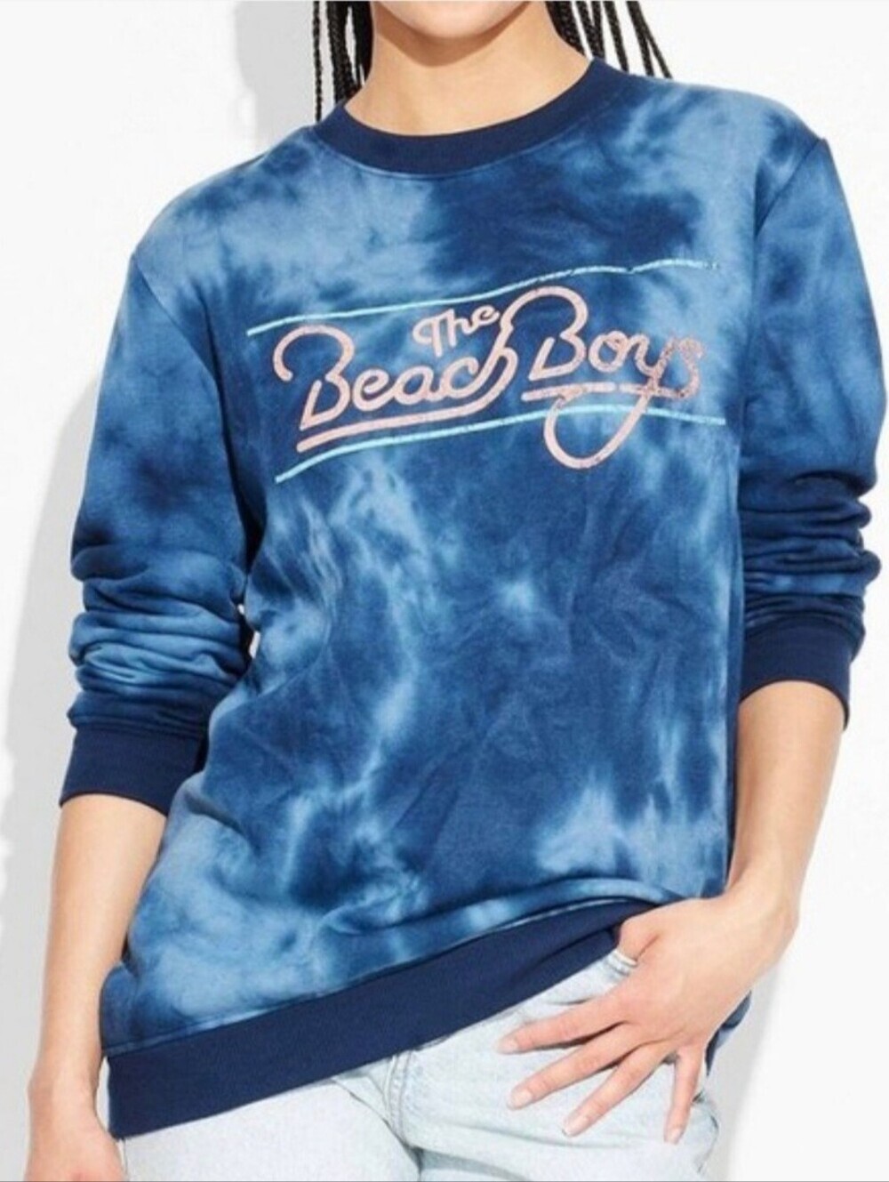 The Beach Boys Blue Tie Dye Graphic Sweatshirt Women's Small S Casual Beachy EUC